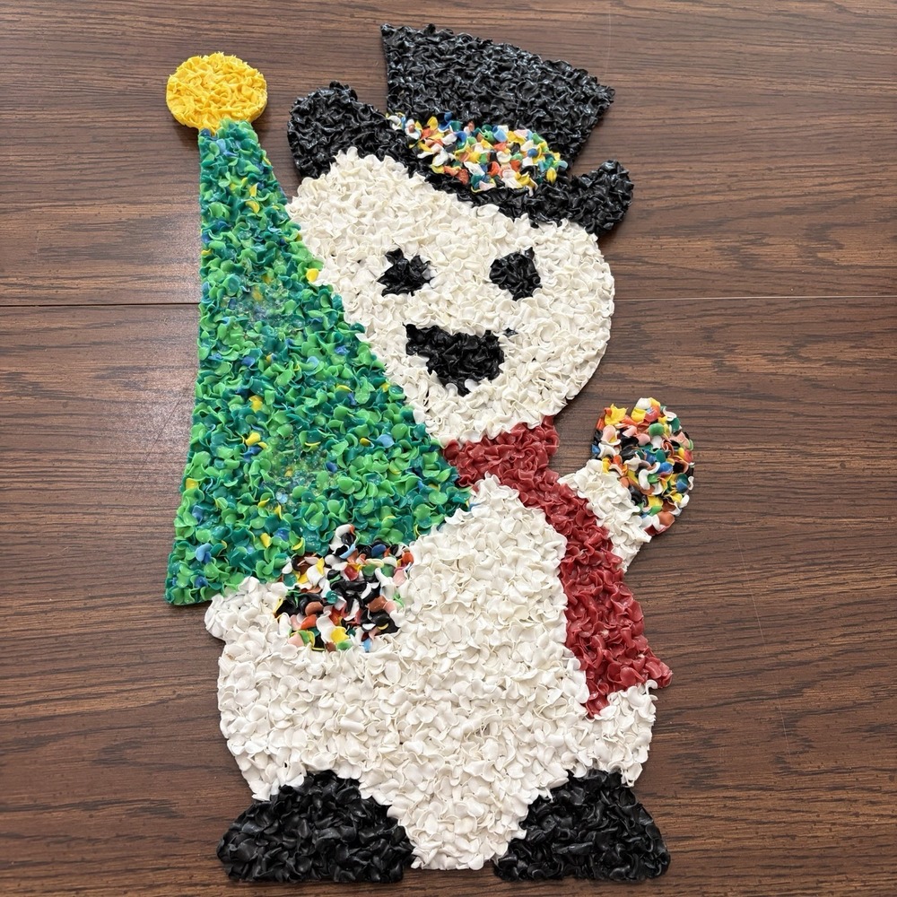 Vintage Melted Popcorn Plastic Popcorn Christmas Snowman Wall Decor - Picture 6 of 14